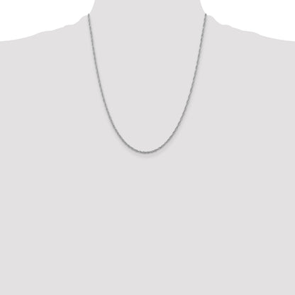 22 Inch Sterling Silver Rhodium-Plated 2mm Loose Rope Chain Necklace