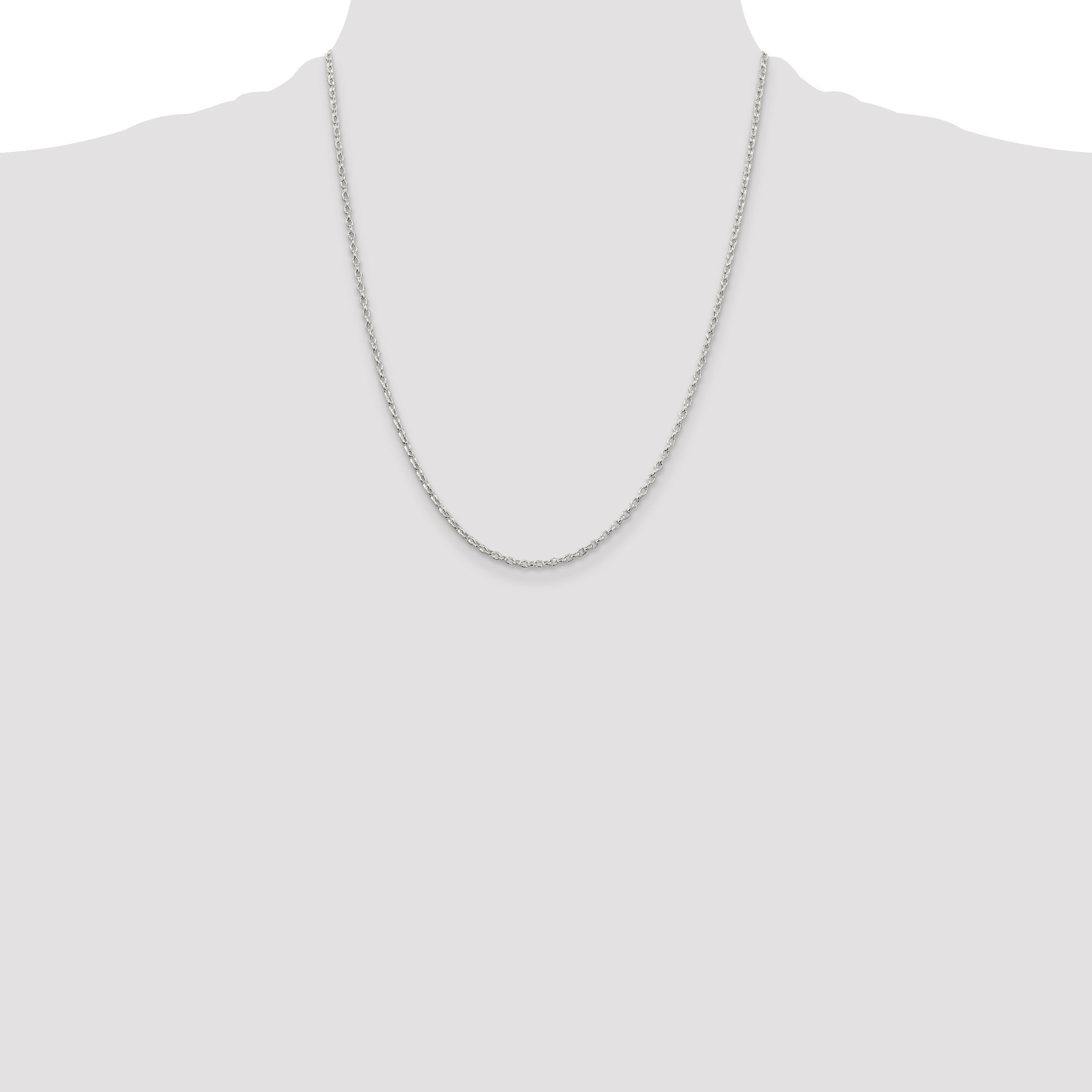 22 Inch Sterling Silver 1.6mm Oval Fancy Rolo Chain W/4In Ext.