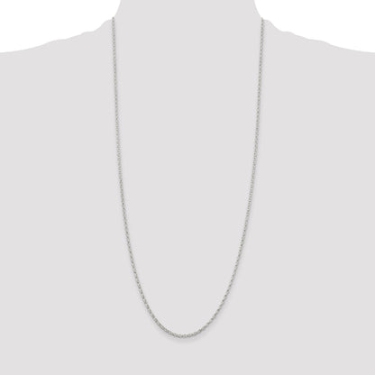 30 Inch Sterling Silver 1.6mm Oval Fancy Rolo Chain Necklace