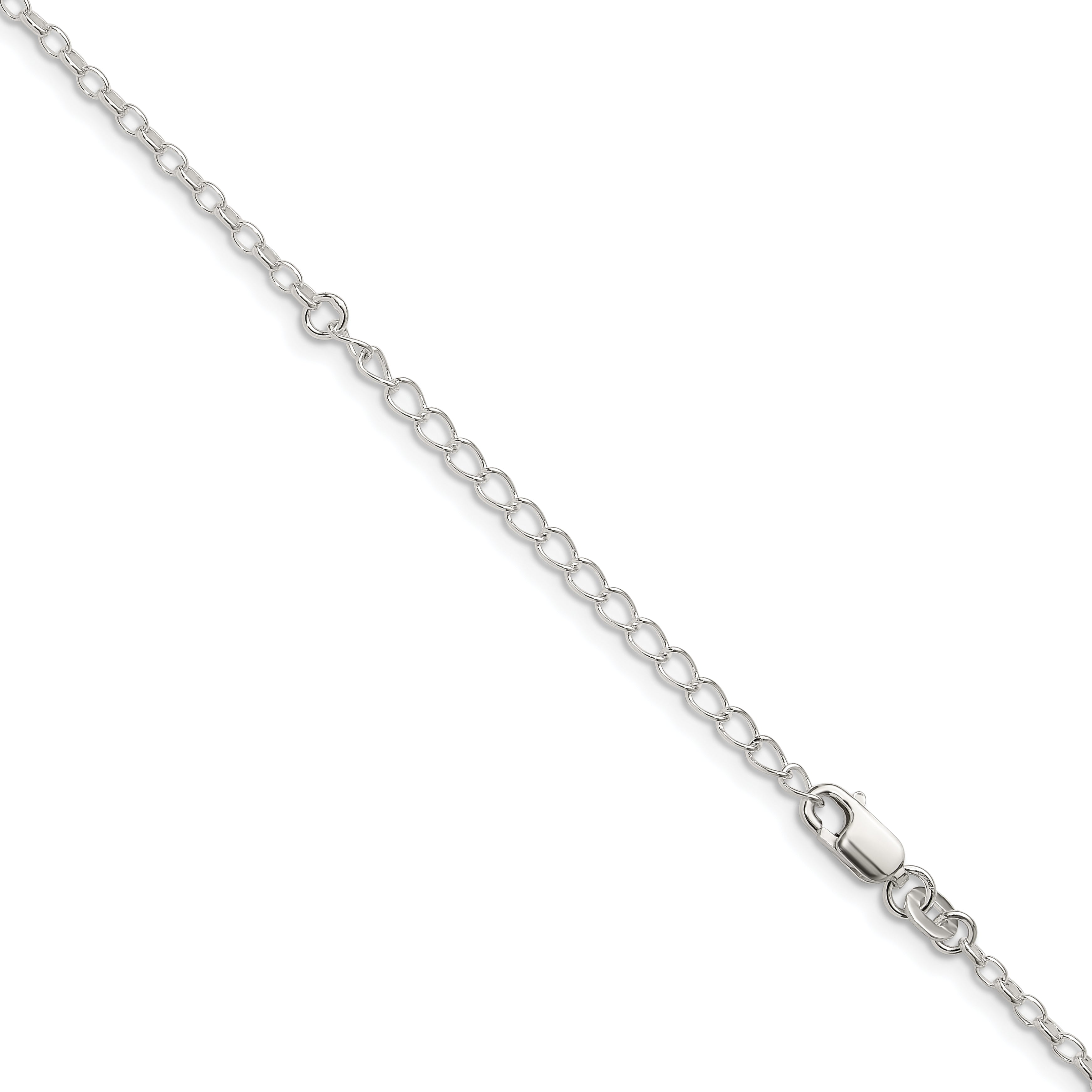18 Inch Sterling Silver 1.6mm Oval Fancy Rolo Chain W/2In Ext.