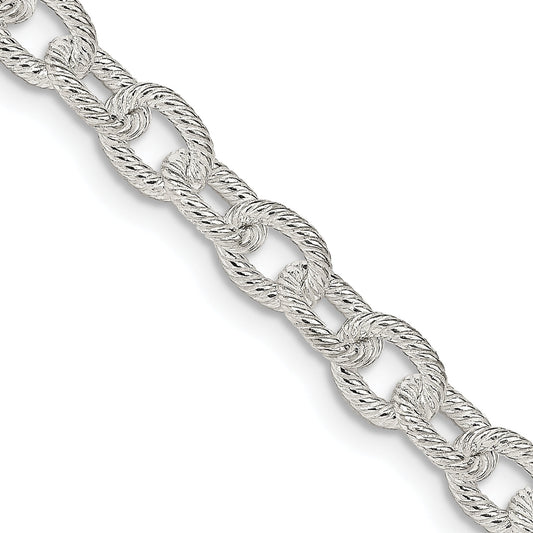 16 Inch Sterling Silver 6.25mm Fancy Patterned Rolo Chain Necklace