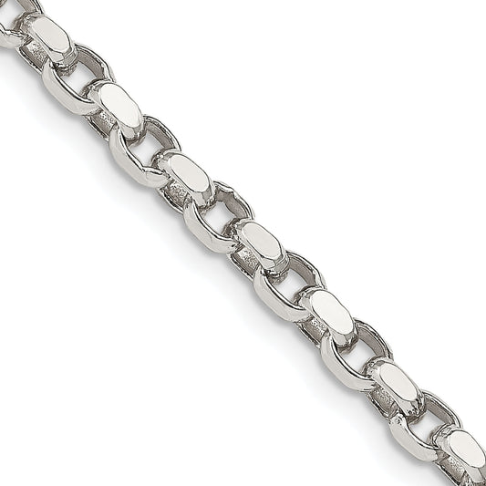 20 Inch Sterling Silver 3.5mm Diamond-Cut Rolo Chain Necklace