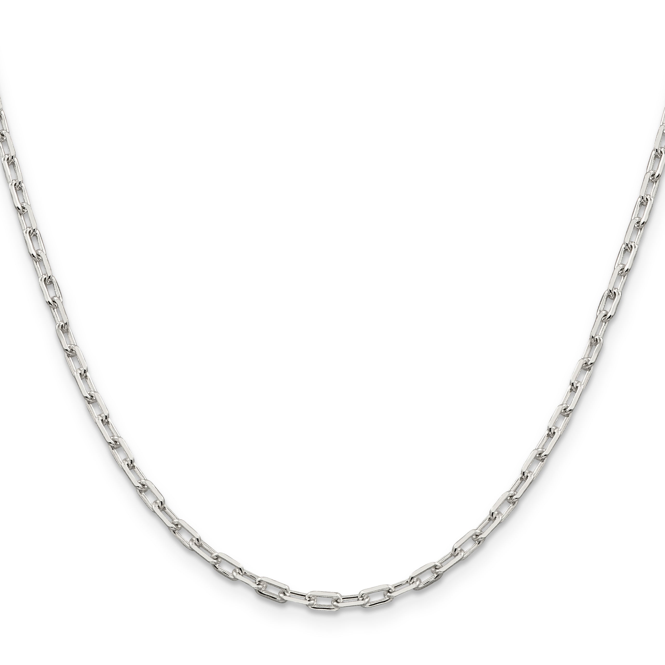 20 Inch Sterling Silver 2.75mm Elongated Open Link Chain Necklace