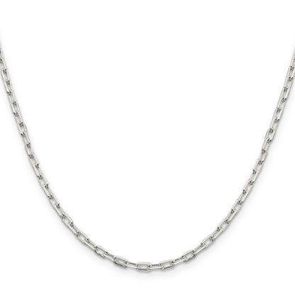 20 Inch Sterling Silver 2.75mm Elongated Open Link Chain Necklace