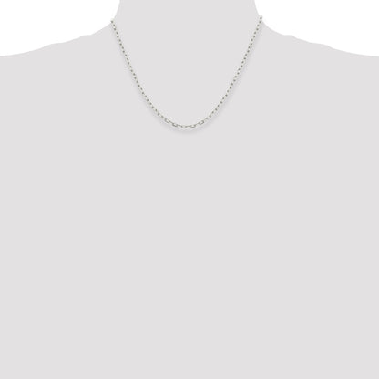 18 Inch Sterling Silver 2.75mm Elongated Open Link Chain Necklace