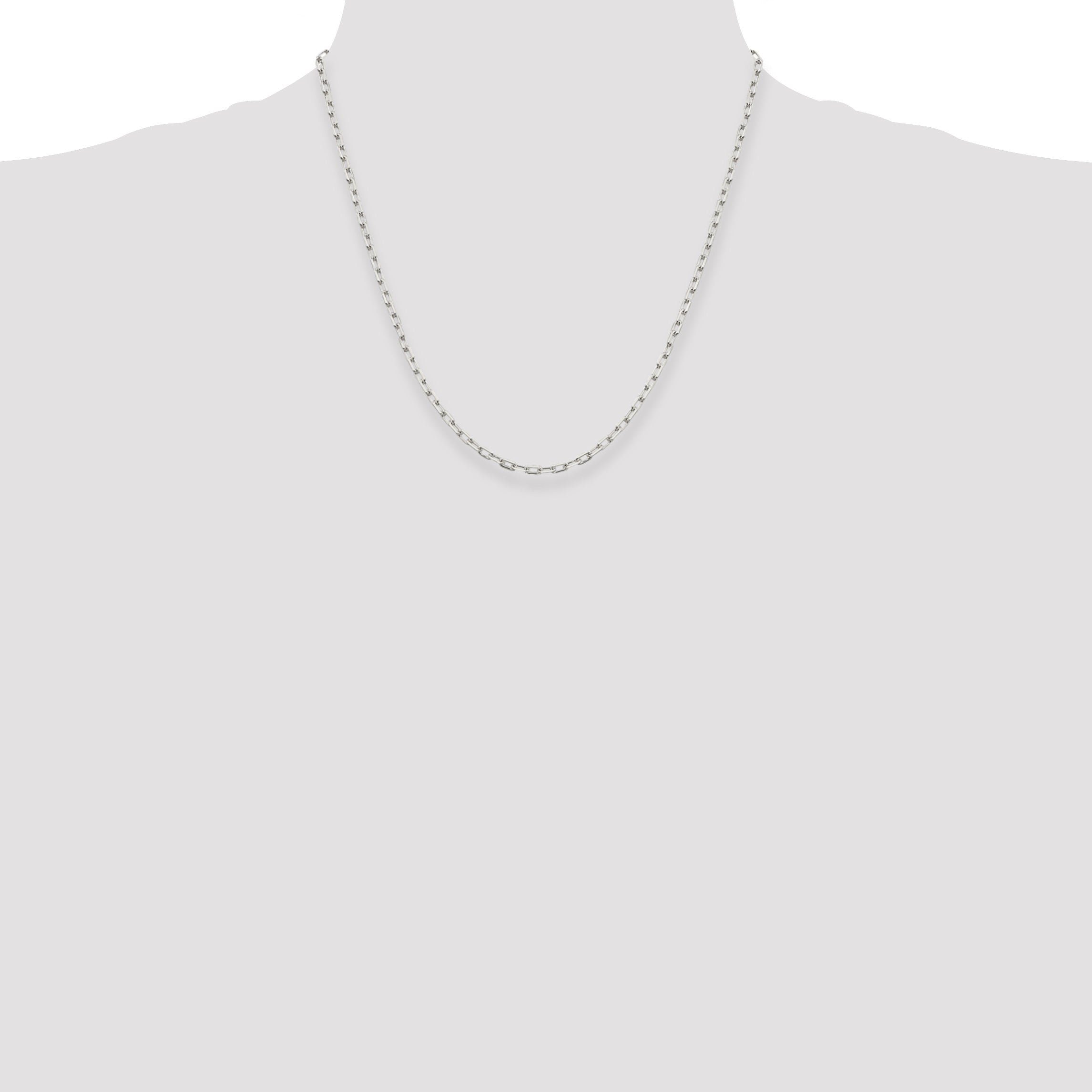 20 Inch Sterling Silver 2.75mm Elongated Open Link Chain Necklace
