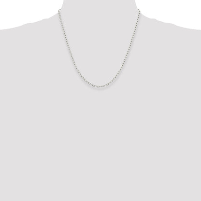 20 Inch Sterling Silver 2.75mm Elongated Open Link Chain Necklace