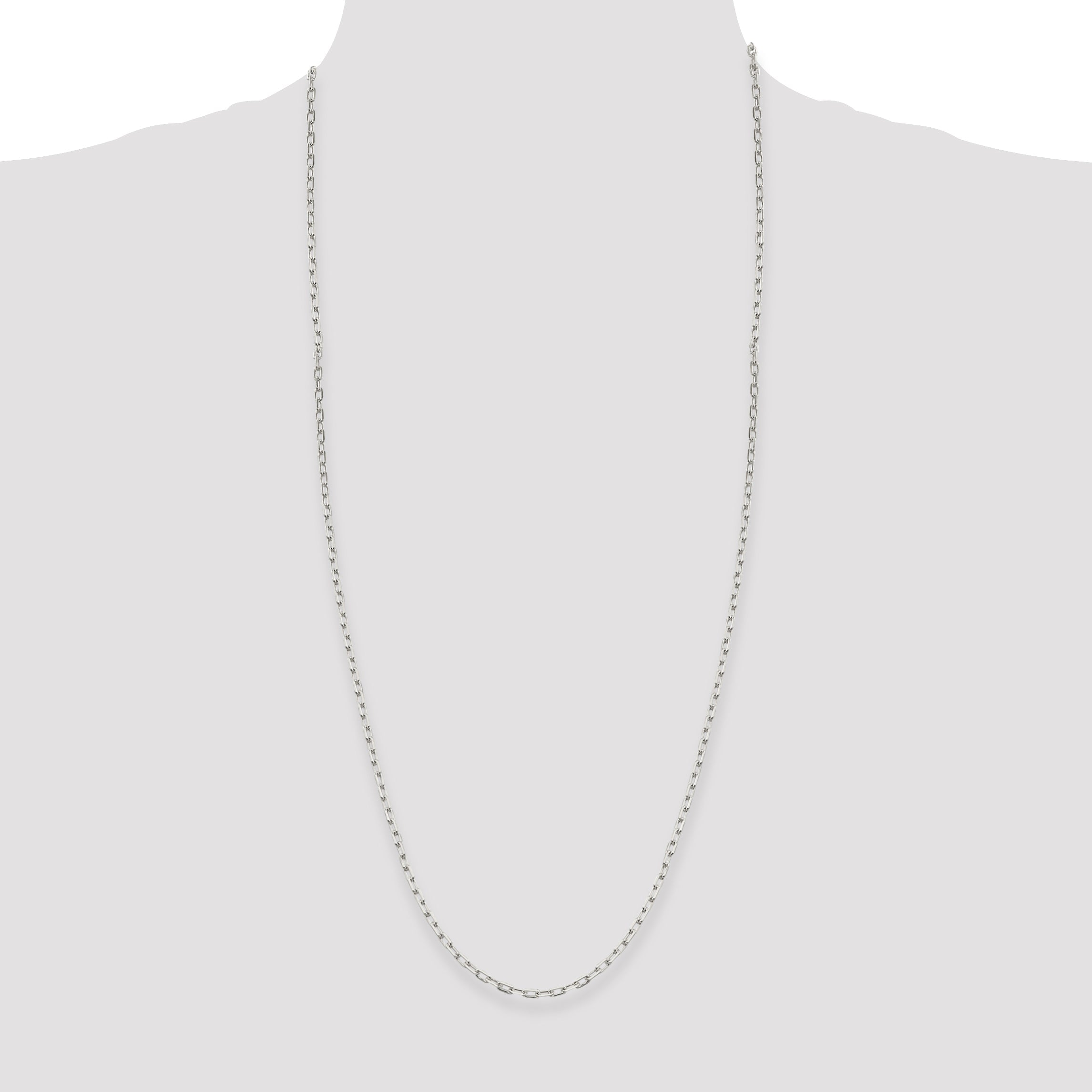 30 Inch Sterling Silver 2.75mm Elongated Open Link Chain Necklace