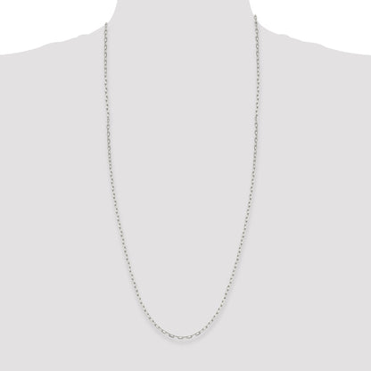 30 Inch Sterling Silver 2.75mm Elongated Open Link Chain Necklace