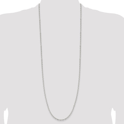 36 Inch Sterling Silver 2.75mm Elongated Open Link Chain Necklace