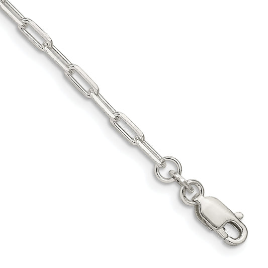 8 Inch Sterling Silver 2.75mm Elongated Open Link Chain Bracelet
