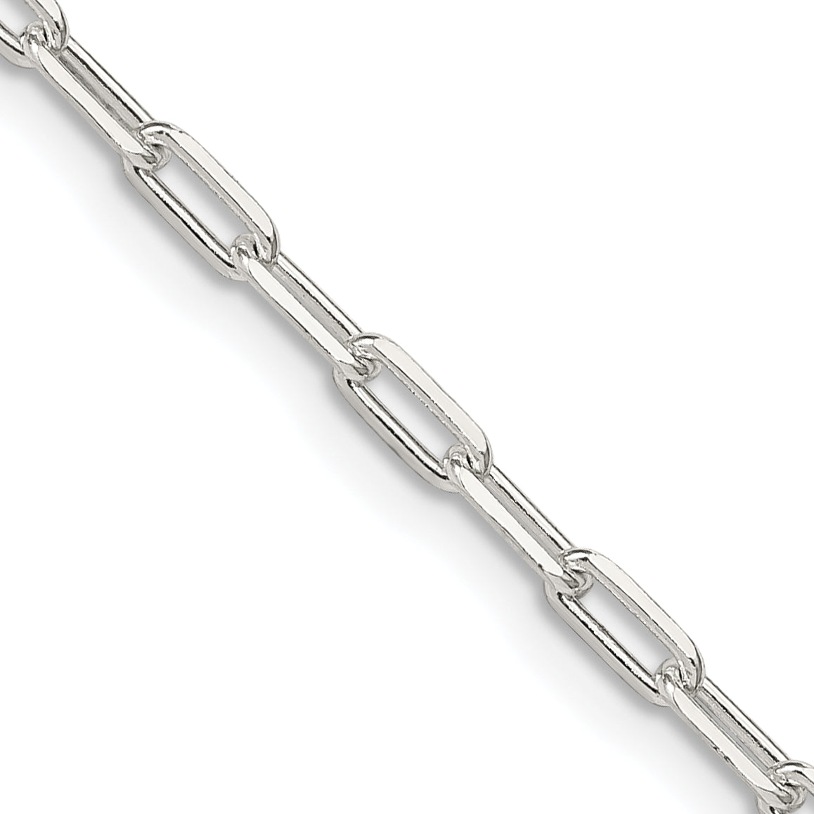 16 Inch Sterling Silver 2.75mm Elongated Open Link Chain Necklace