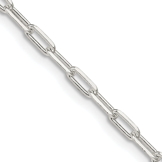 16 Inch Sterling Silver 2.75mm Elongated Open Link Chain Necklace