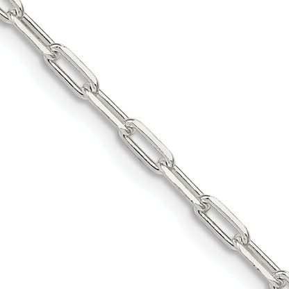 22 Inch Sterling Silver 2.75mm Elongated Open Link Chain Necklace