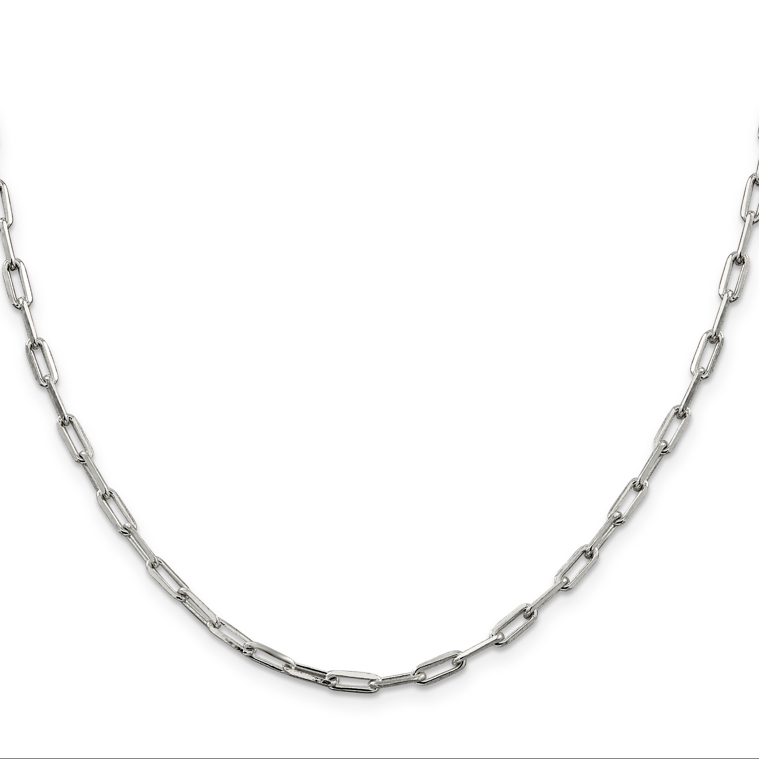 16 Inch Sterling Silver 3.25mm Elongated Open Link Chain Necklace