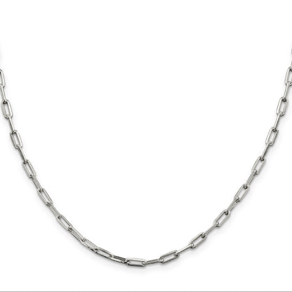 20 Inch Sterling Silver 3.25mm Elongated Open Link Chain Necklace