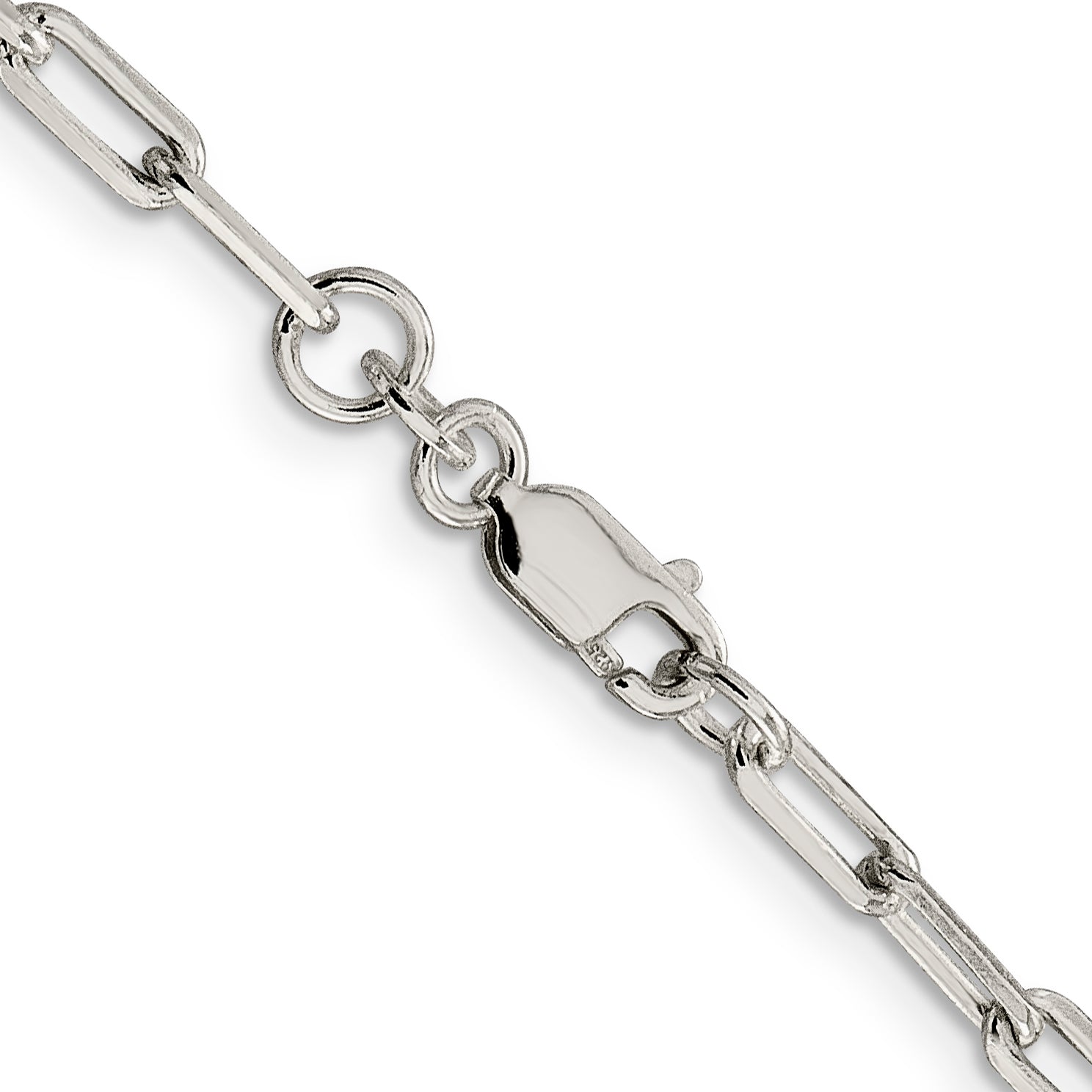24 Inch Sterling Silver 3.25mm Elongated Open Link Chain Necklace