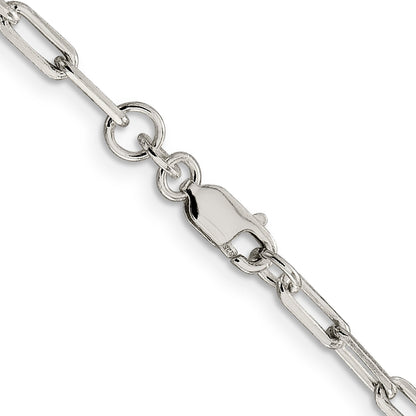 18 Inch Sterling Silver 3.25mm Elongated Open Link Chain Necklace