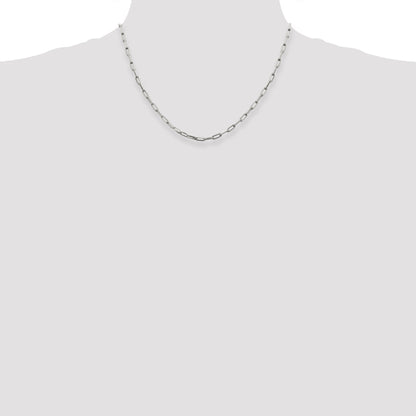 18 Inch Sterling Silver 3.25mm Elongated Open Link Chain Necklace