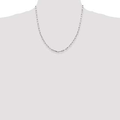 20 Inch Sterling Silver 3.25mm Elongated Open Link Chain Necklace