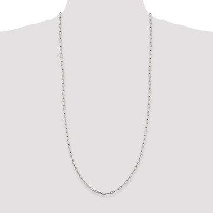 30 Inch Sterling Silver 3.25mm Elongated Open Link Chain Necklace