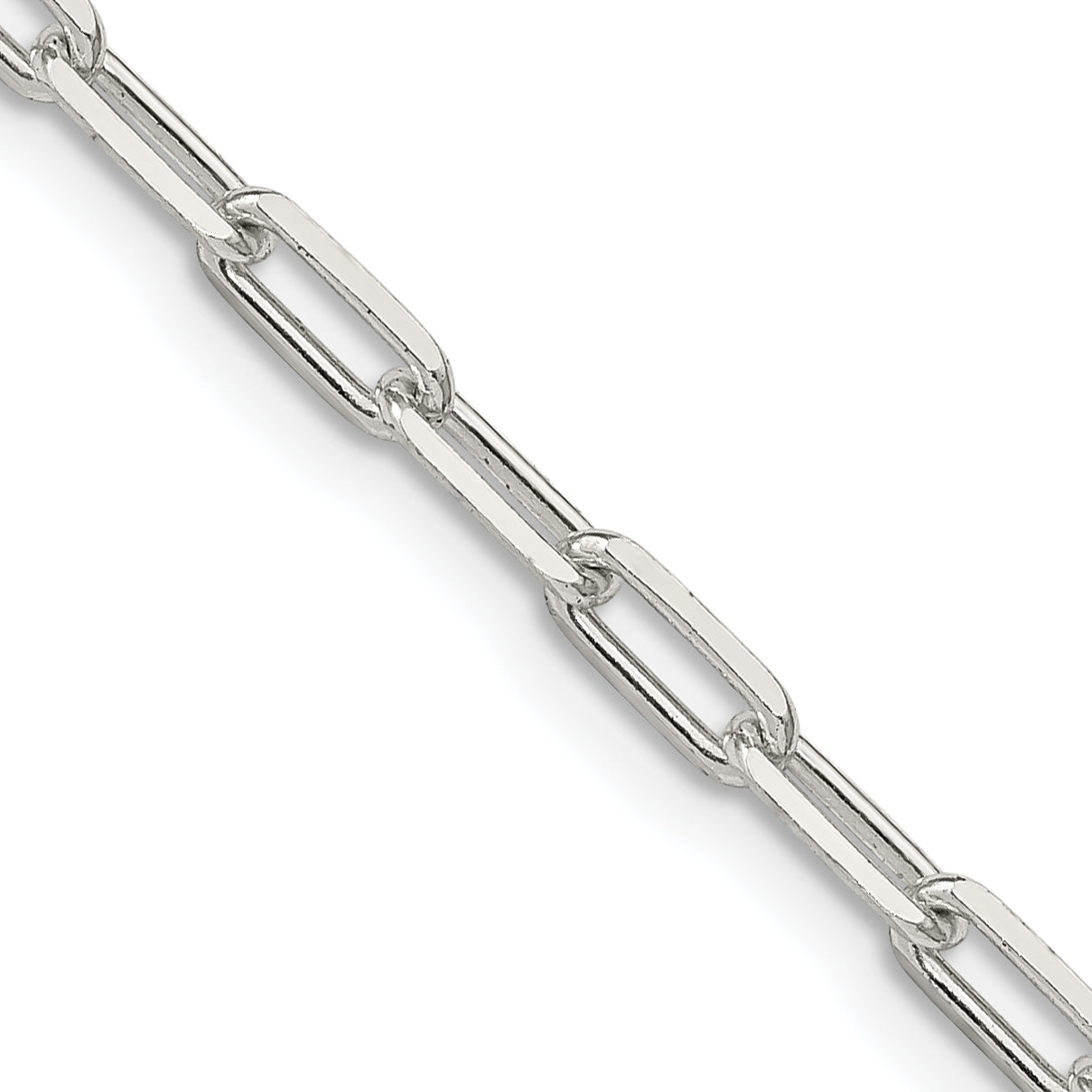22 Inch Sterling Silver 3.25mm Elongated Open Link Chain Necklace
