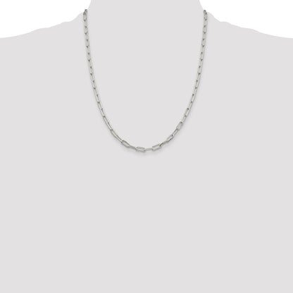 22 Inch Sterling Silver 4.25mm Elongated Open Link Chain Necklace