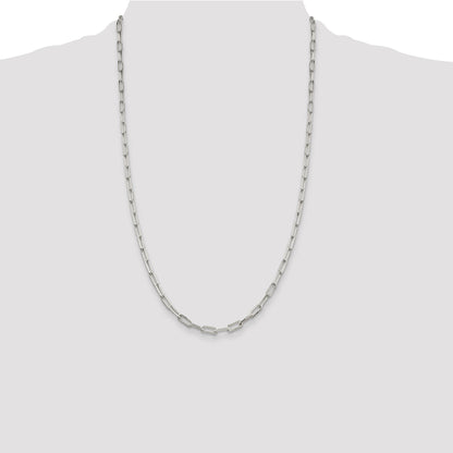 26 Inch Sterling Silver 4.25mm Elongated Open Link Chain Necklace