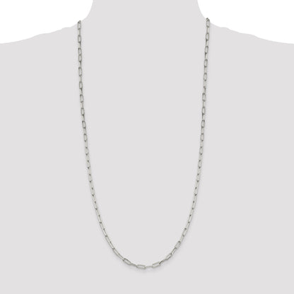 30 Inch Sterling Silver 4.25mm Elongated Open Link Chain Necklace