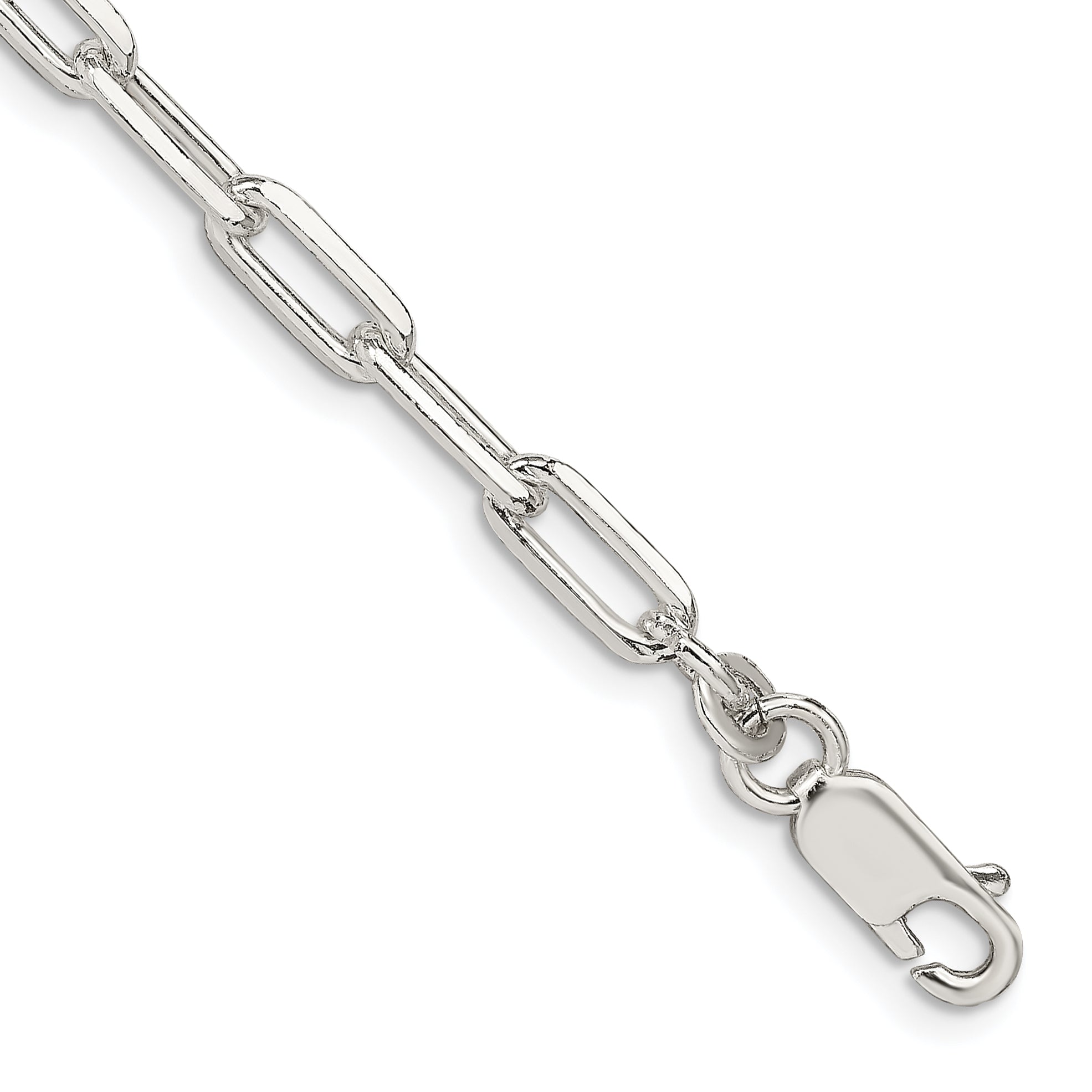 7 Inch Sterling Silver 4.25mm Elongated Open Link Chain Bracelet