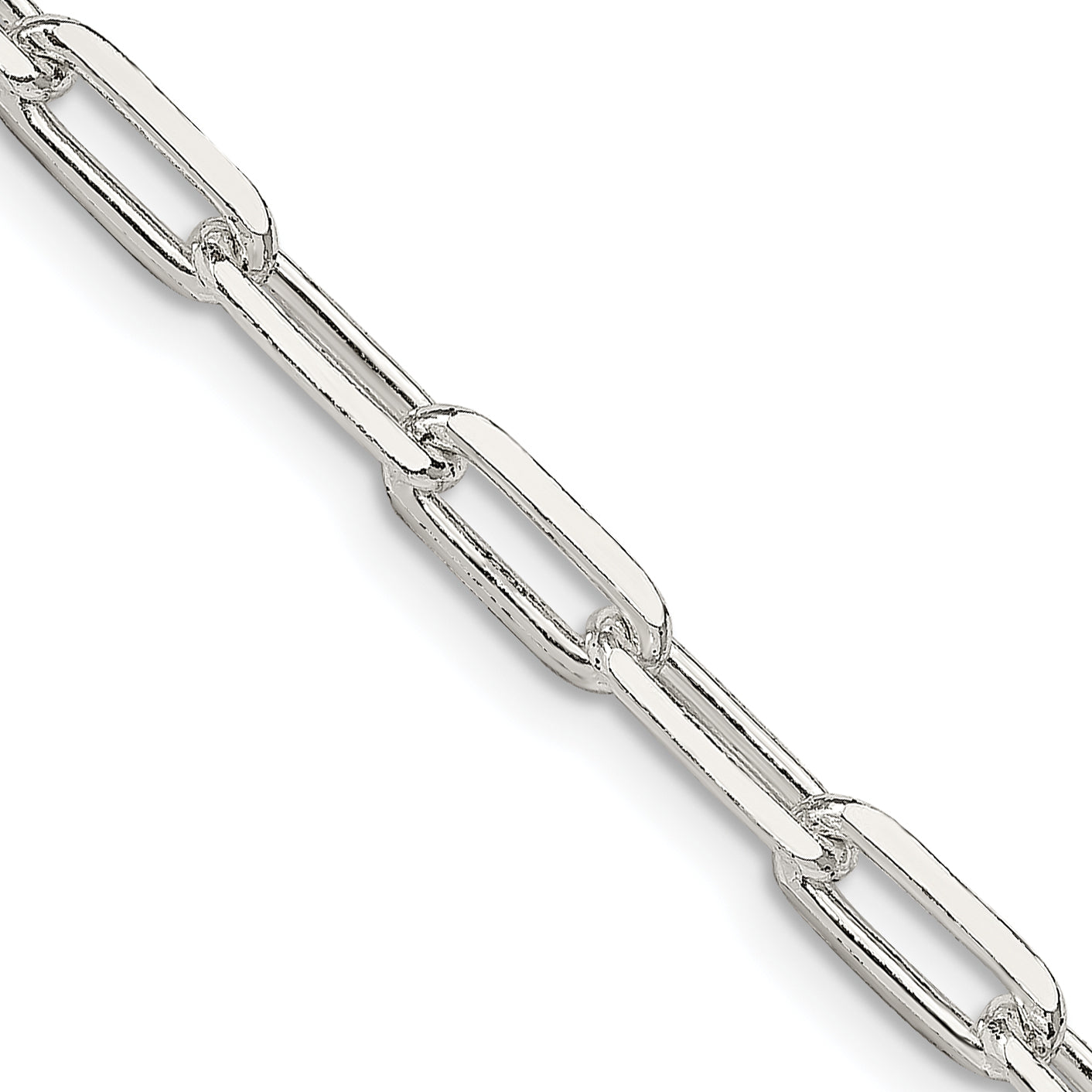26 Inch Sterling Silver 4.25mm Elongated Open Link Chain Necklace