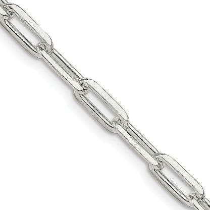 30 Inch Sterling Silver 4.25mm Elongated Open Link Chain Necklace