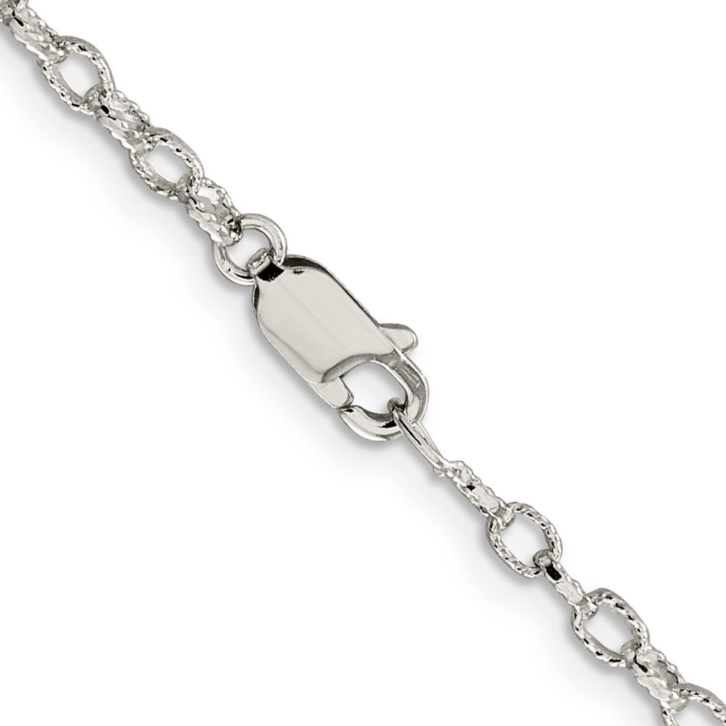 24 Inch Sterling Silver 3mm Fancy Patterned Rolo Chain Necklace