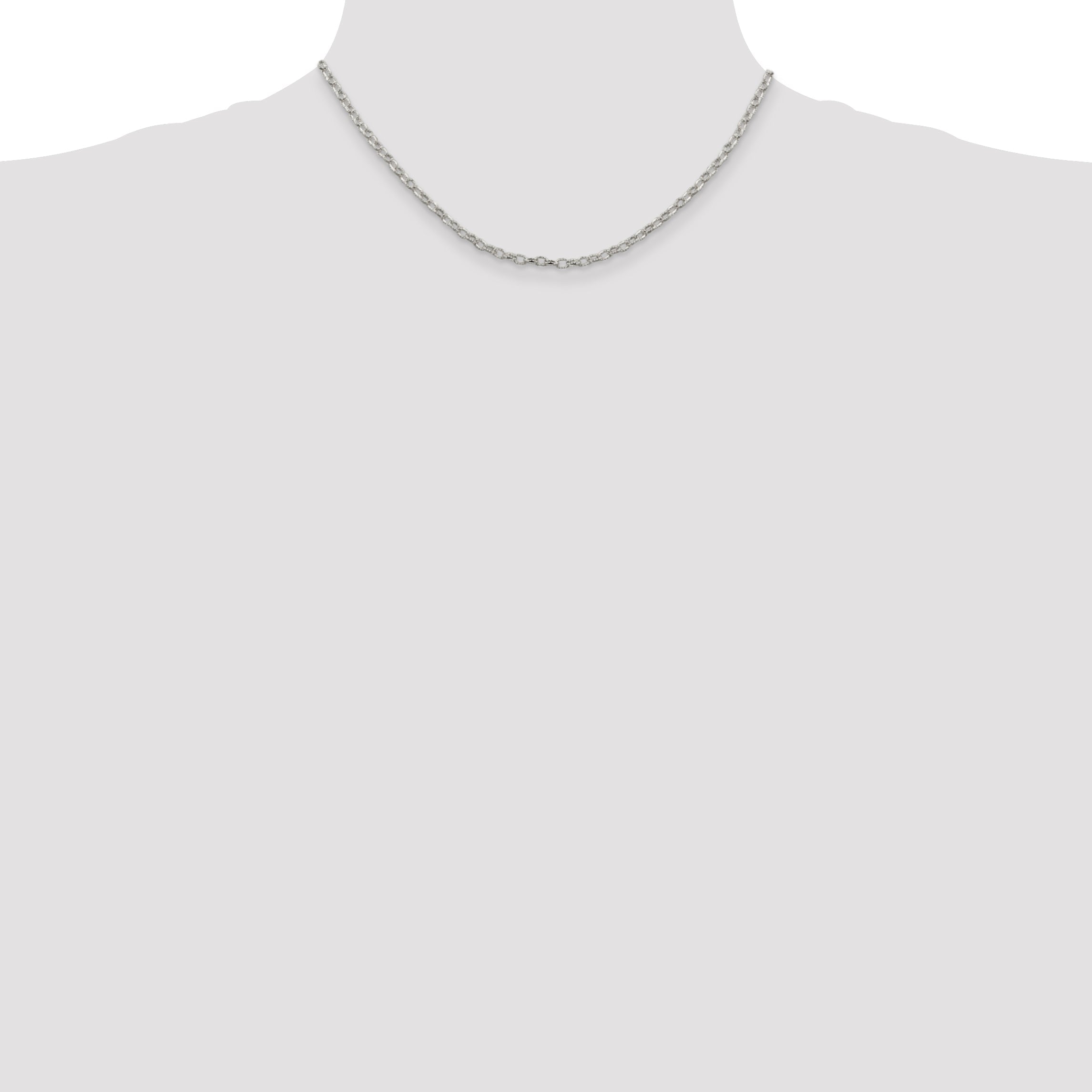 16 Inch Sterling Silver 3mm Fancy Patterned Rolo Chain Necklace