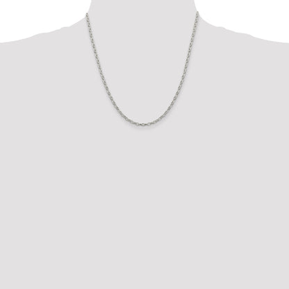 20 Inch Sterling Silver 3mm Fancy Patterned Rolo Chain Necklace