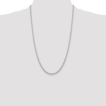 26 Inch Sterling Silver 3mm Fancy Patterned Rolo Chain Necklace