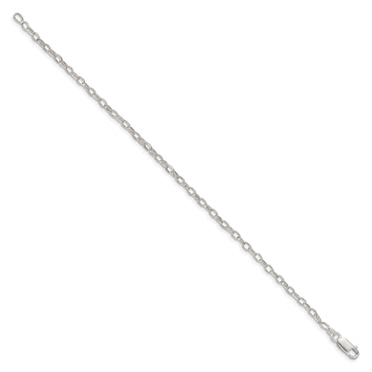 8 Inch Sterling Silver 3mm Fancy Patterned Rolo Chain Bracelet