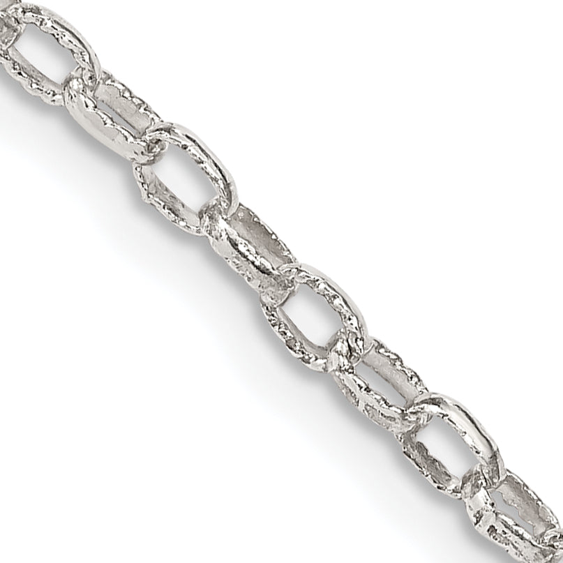 30 Inch Sterling Silver 3mm Fancy Patterned Rolo Chain Necklace