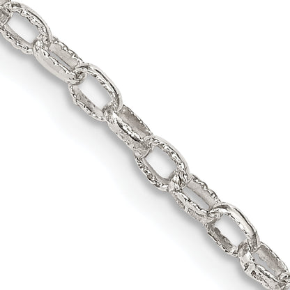 20 Inch Sterling Silver 3mm Fancy Patterned Rolo Chain Necklace