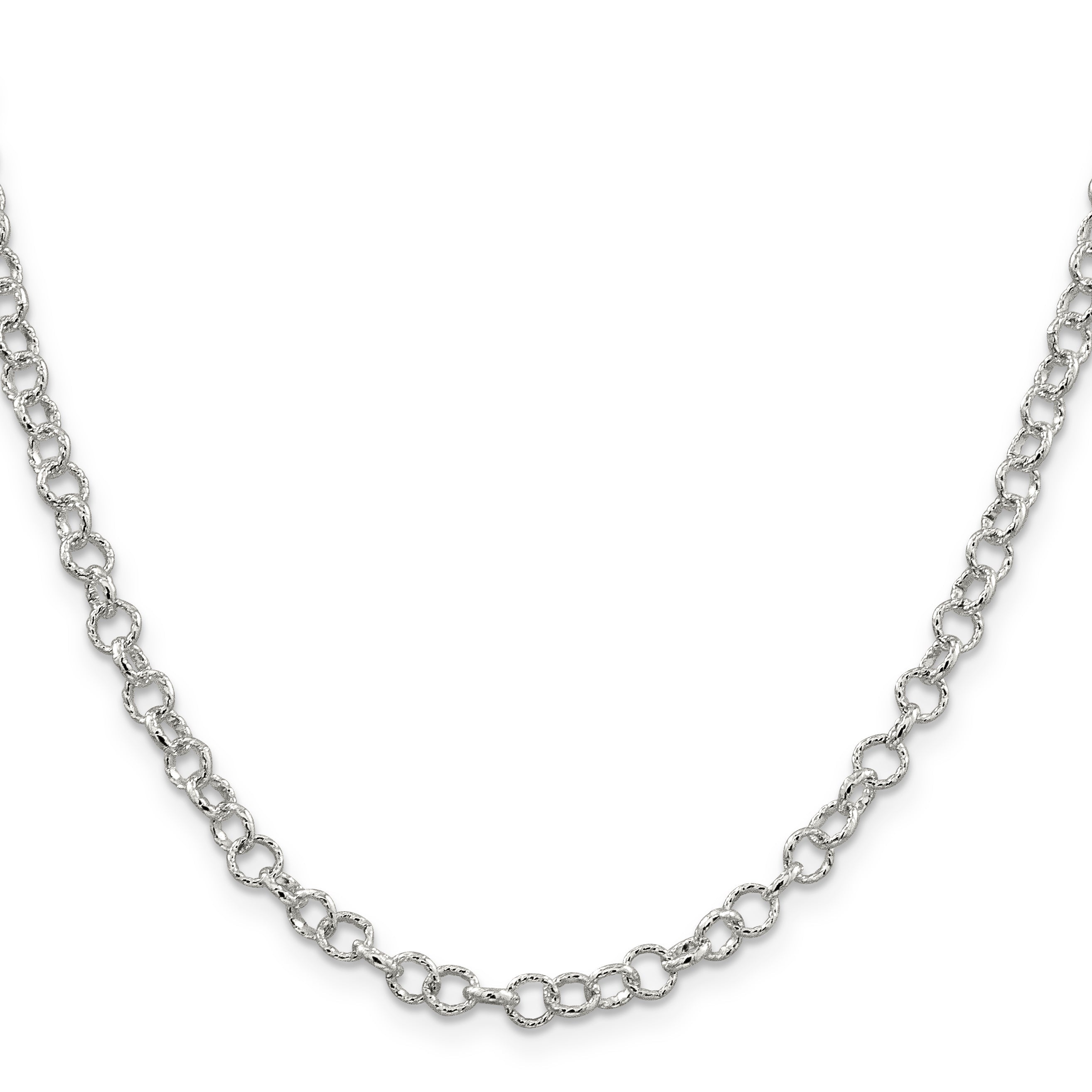 30 Inch Sterling Silver 4.55mm Fancy Patterned Rolo Chain Necklace
