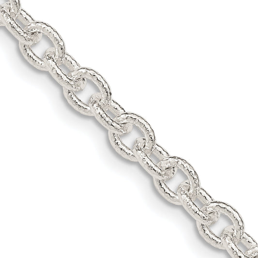 30 Inch Sterling Silver 4.55mm Fancy Patterned Rolo Chain Necklace
