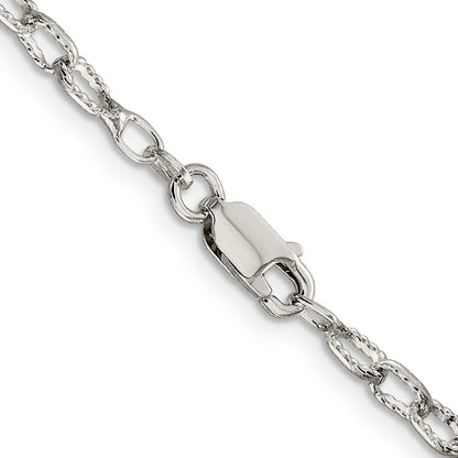 22 Inch Sterling Silver 3.75mm Fancy Patterned Rolo Chain Necklace