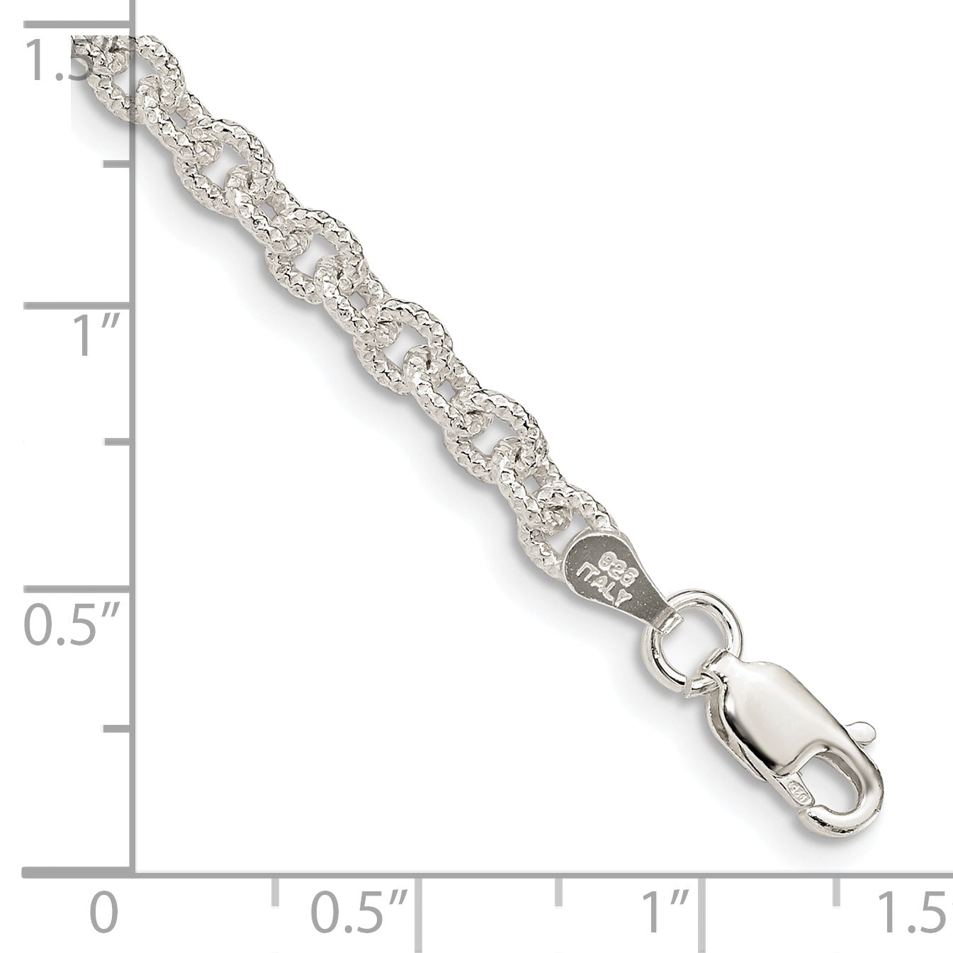 8 Inch Sterling Silver 3.75mm Fancy Rolo Chain Bracelet