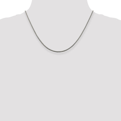 18 Inch Sterling Silver 2mm Corona Chain Necklace