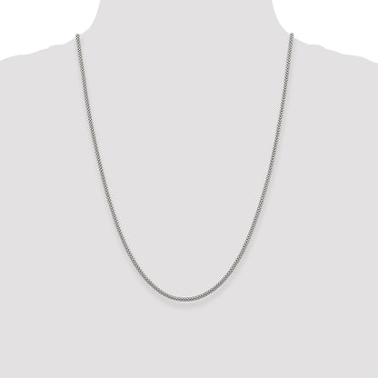 24 Inch Sterling Silver 2.4mm Corona Chain Necklace