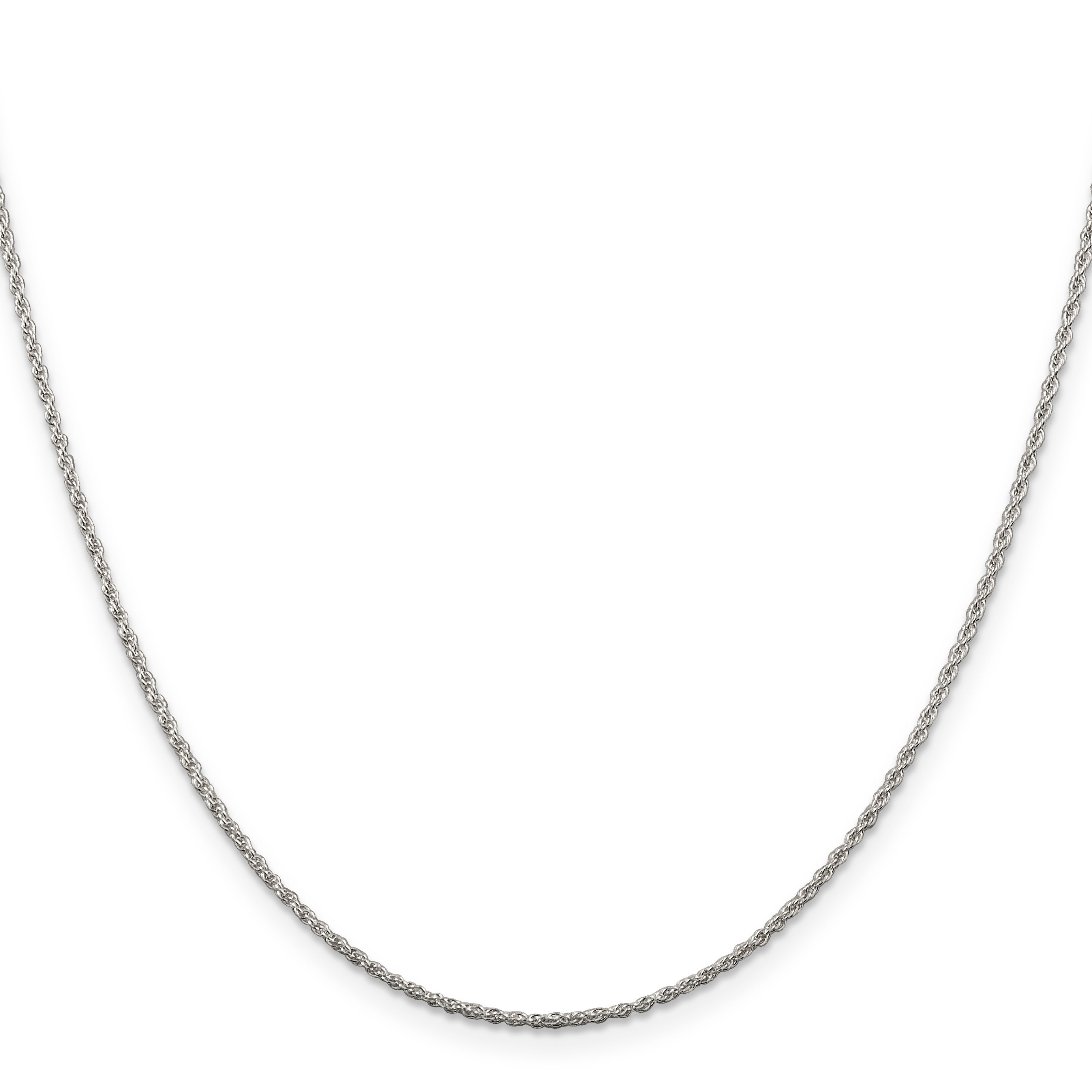 18 Inch Sterling Silver Rhodium-Plated 1.3mm Loose Rope Chain Necklace
