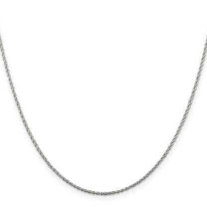 18 Inch Sterling Silver Rhodium-Plated 1.3mm Loose Rope Chain Necklace