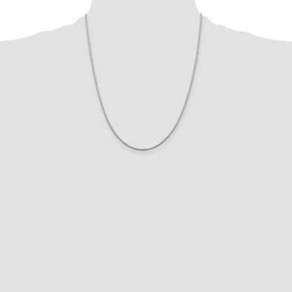 22 Inch Sterling Silver Rhodium-Plated 1.3mm Loose Rope Chain W/4In Ext.