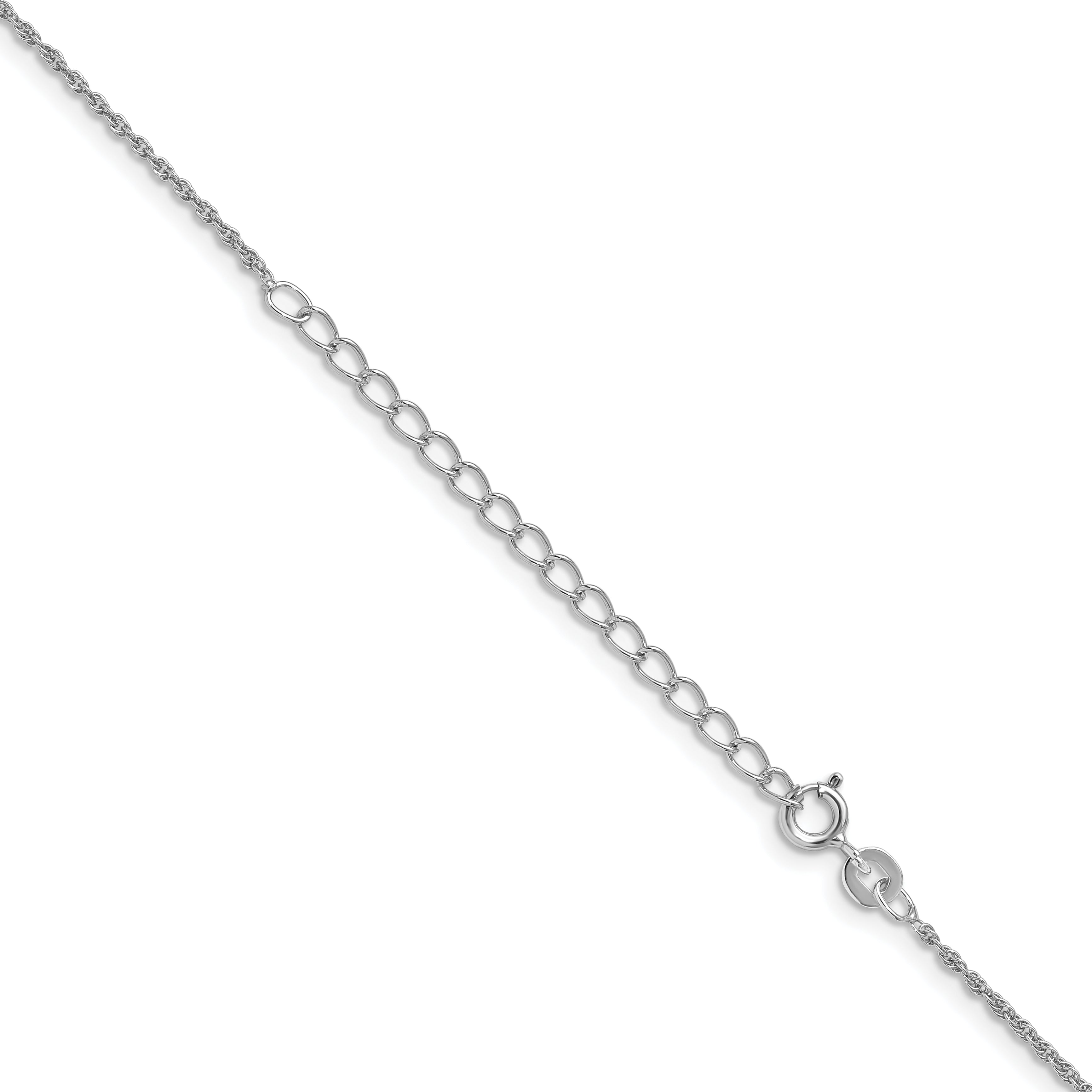18 Inch Sterling Silver Rhodium-Plated 1.3mm Loose Rope Chain With A 2 Extention