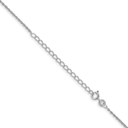 18 Inch Sterling Silver Rhodium-Plated 1.3mm Loose Rope Chain With A 2 Extention